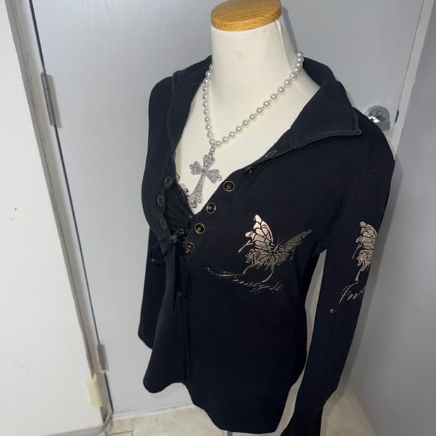 갸루 나비 카라 긴팔티 