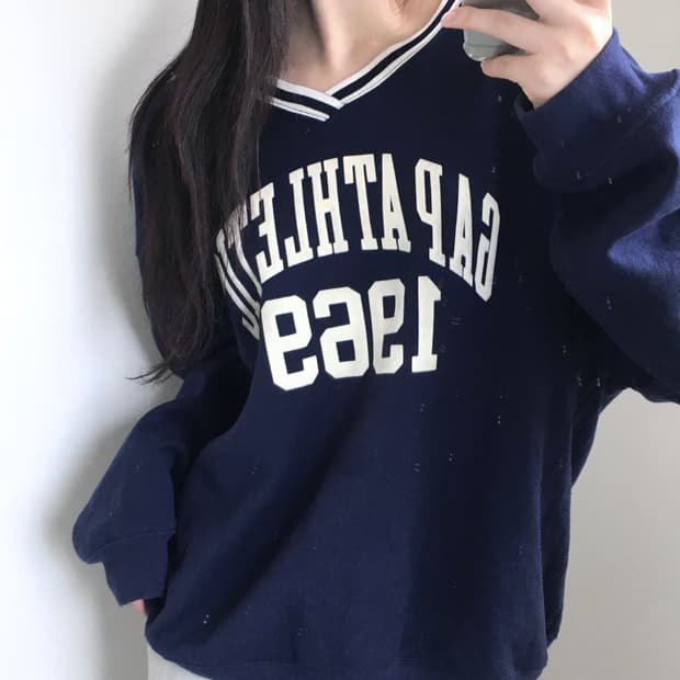 Gap 갭 네이비 어센틱 크리켓 맨투맨 
