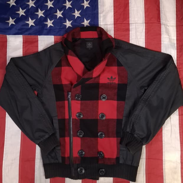 새제품급 오리지날  아디다스 버팔로체크 봄버자켓