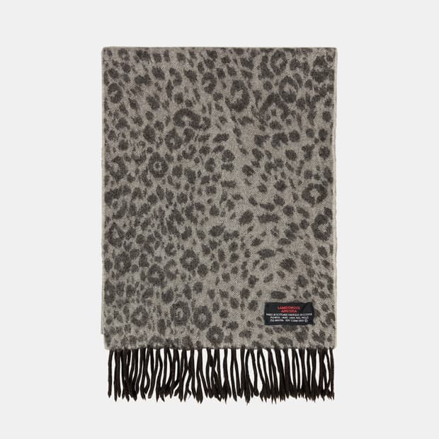 빈티지 울 + 앙고라 레오파드 패턴 머플러