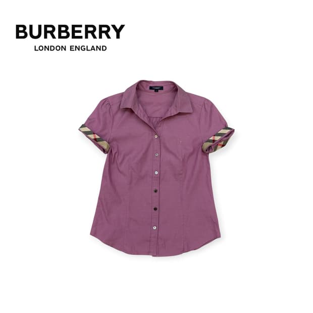 [ 38 ] 버버리 런던 노바체크 연보라 반팔 셔츠