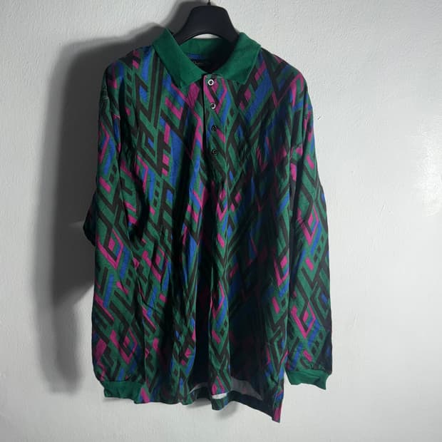 빈티지 크리스찬 디올 패턴 긴팔 카라티 (L)