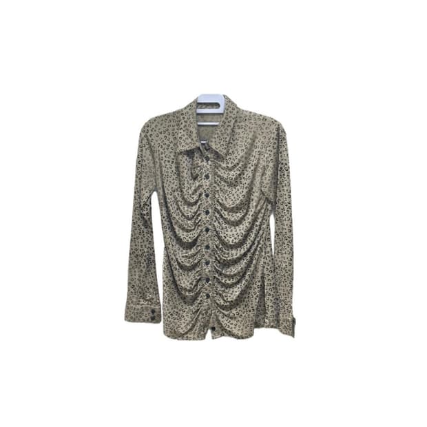 Y2k 빈티지 호피 패턴 레오파드 갸루 셔츠 