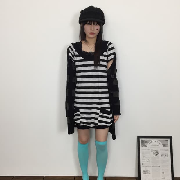 Jpn Y2k Striped Mini Onepiece