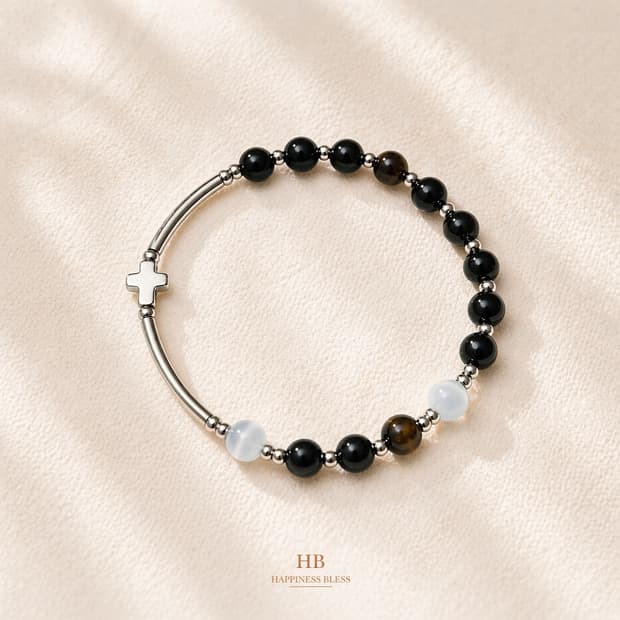 골드흑요석 문스톤 묵주팔찌