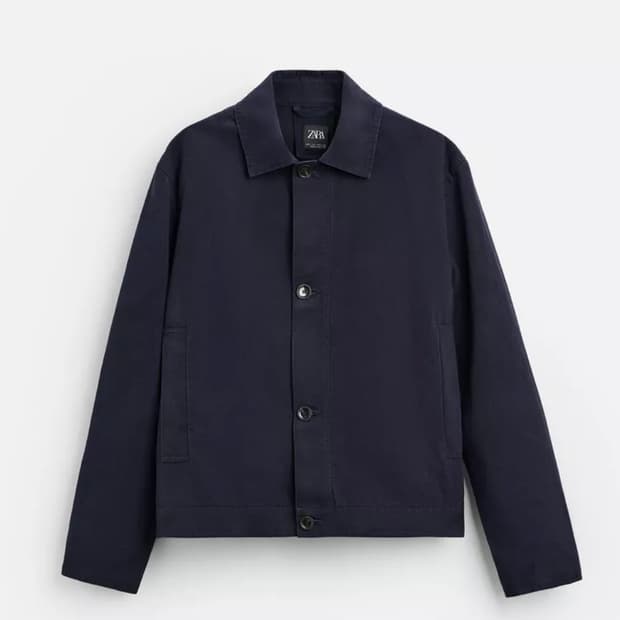 [XL] 자라 왁스드 이펙트 자켓 네이비
