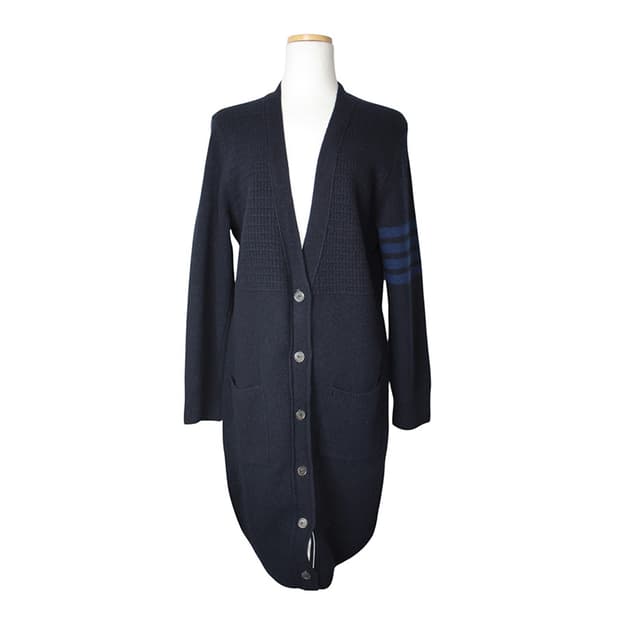 톰 브라운 미드나잇블루 울캐시미어 롱 가디건 66