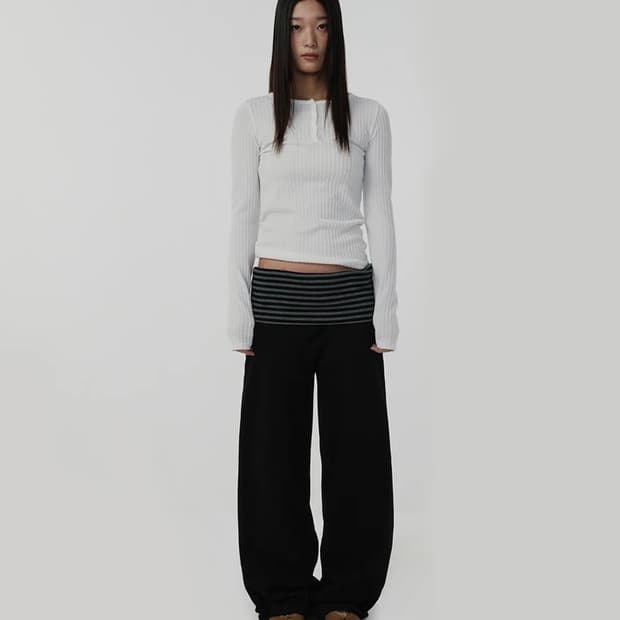 스웨이드 LAYERED LONG PANTS 블랙