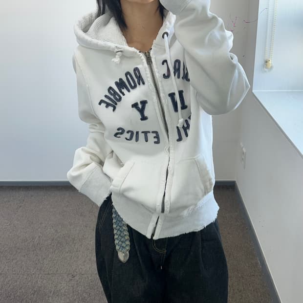 Abercrombie 아베크롬비 스펠아웃로고 화이트 후드집업
