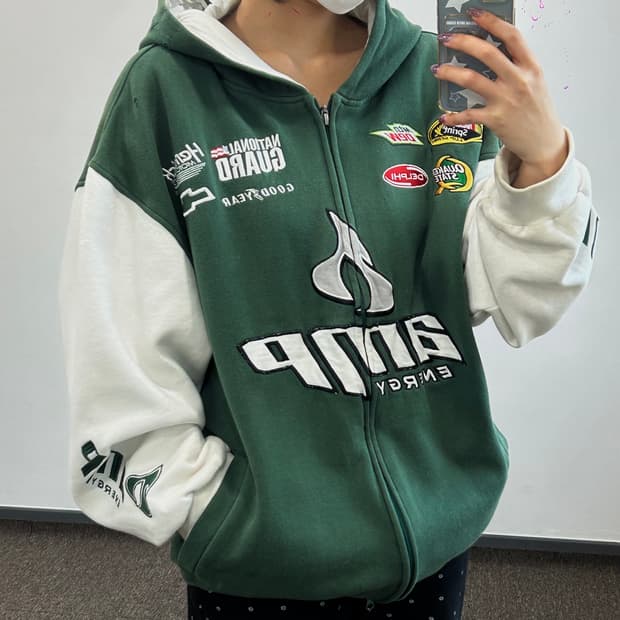 NASCAR 나스카 90‘s딥그린 레이싱 후드집업