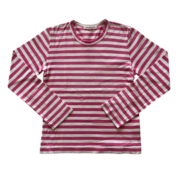 꼼데가르송 핑크 스트라이프 롱 슬리브 긴팔 티셔츠