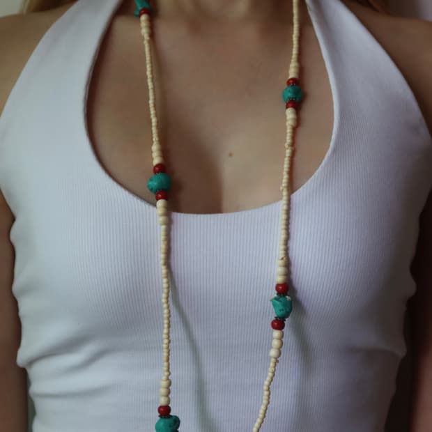 turquoise point long necklace