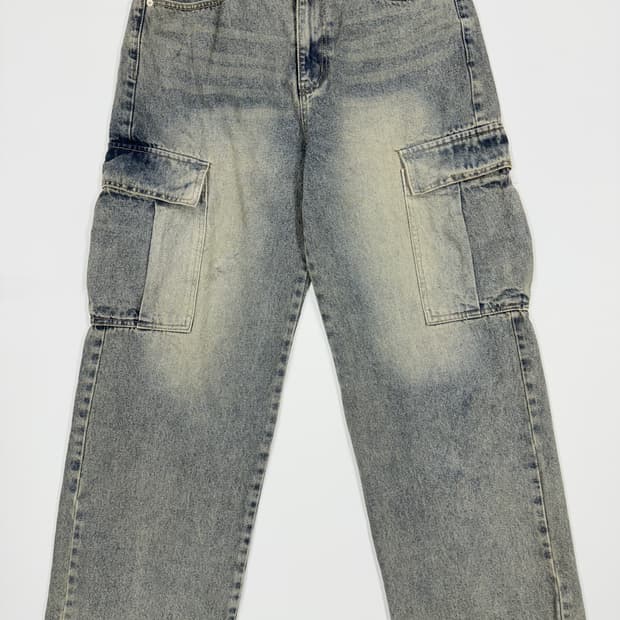 빈티지 워싱 카고 데님팬츠