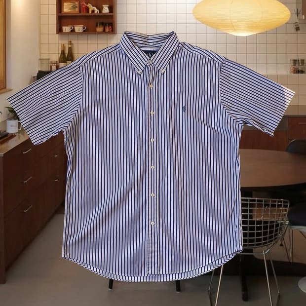 폴로랄프로렌 스트라이프 반팔 셔츠 (Man XL) AB1365
