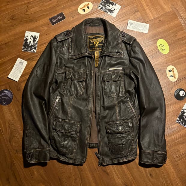 SUPERDRY 슈퍼드라이 램레더 더블 카라 집업 자켓