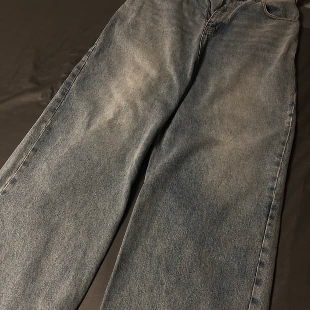 1) 노드 와이드 배기 데님 팬츠 라이트 블루