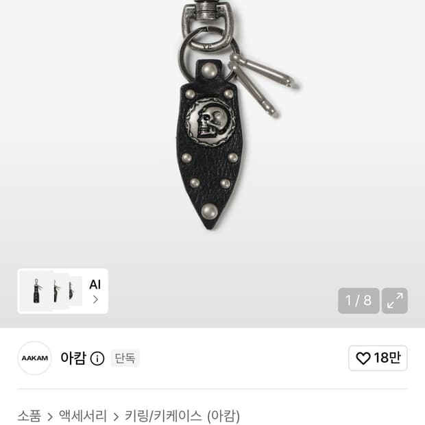 아캄 Skull Studded Leather 키링