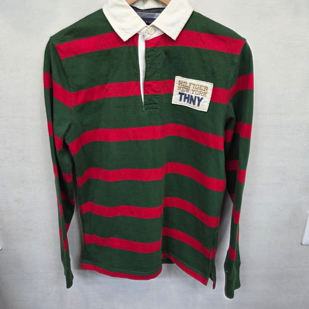 타미힐피거 빈티지핏 럭비 카라긴팔 s