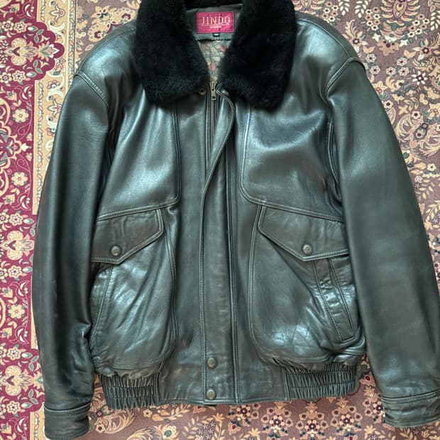 90's Japanese Shell-leather sherpa jacke