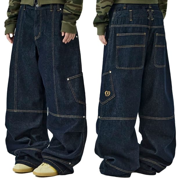 밈더위드로브 더블 레이어드 데님 팬츠 L