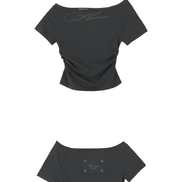 aniv shirring lettering 어니브 셔링 레터링 오프숄더