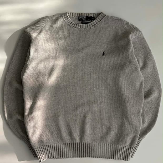 [105] 폴로 랄프로렌 그레이 코튼 크루넥 니트 스웨터