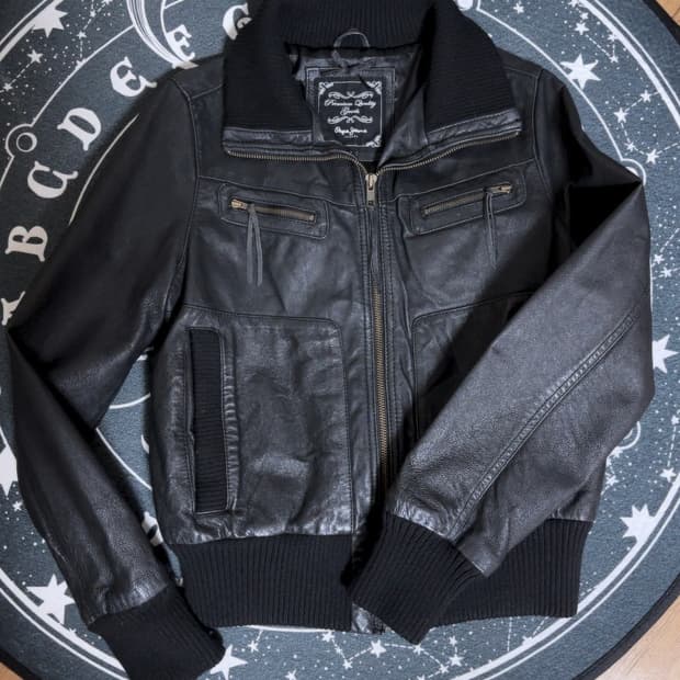 빈티지 하이넥 레더자켓