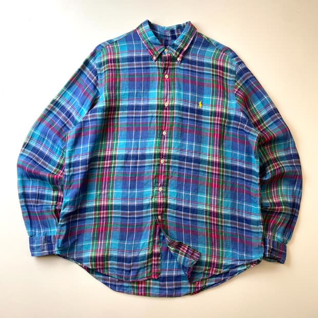 [XL] Polo 폴로 랄프로렌 마드라스 체크 리넨 셔츠