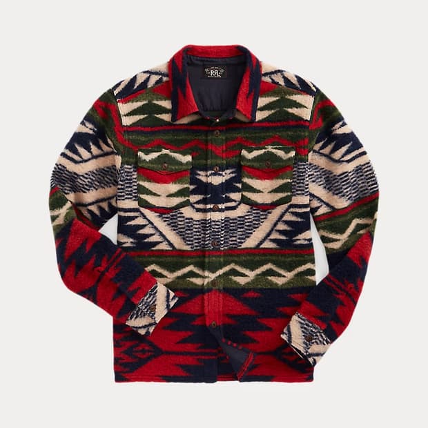 RRL 자카드 울 플리스 겨울 오버셔츠 M
