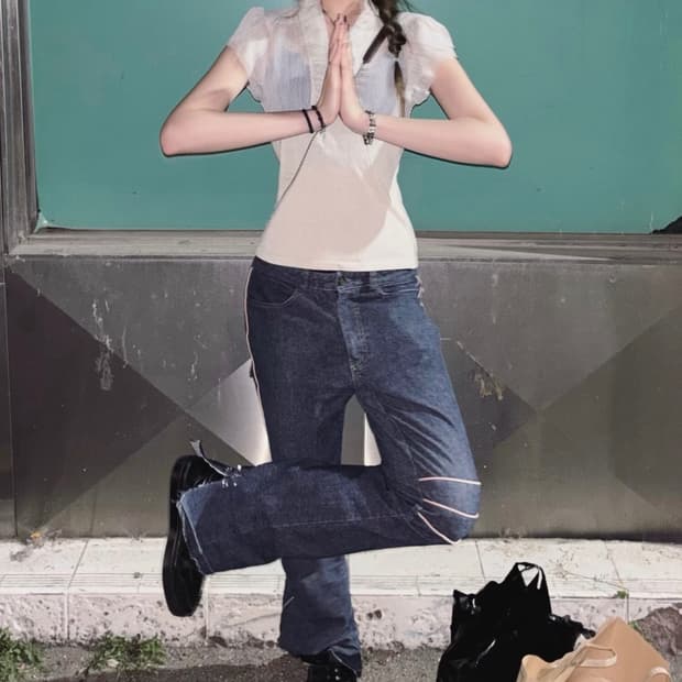 빈티지 레이스 반소매 티 (ivory)