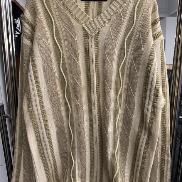 japanese vintage 브이넥 케이블 니트