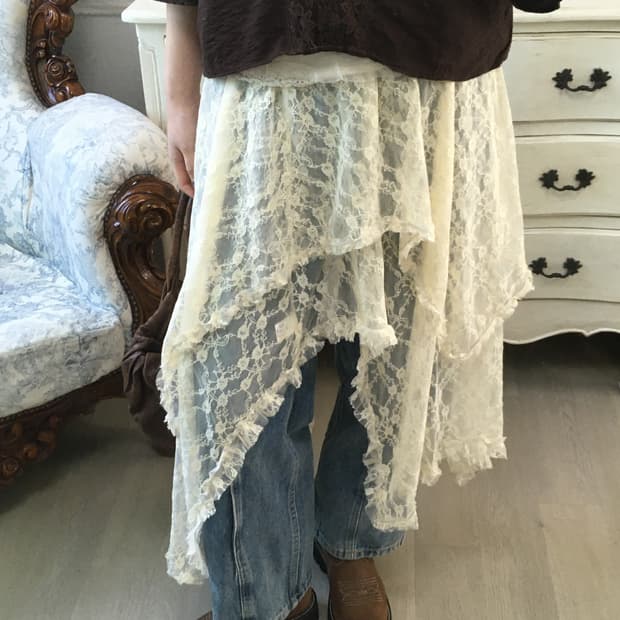 jpn vintage ivory lace layered skirt