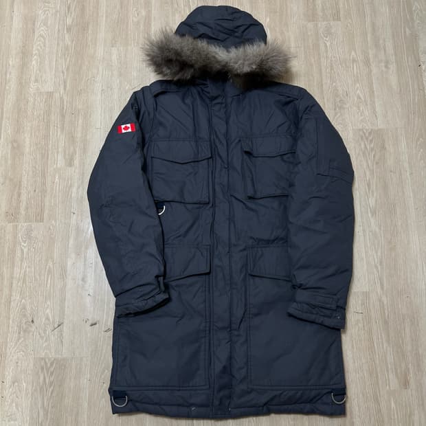 캐나다구스 남성 로고 덕다운 후드 롱패딩 XL/105 