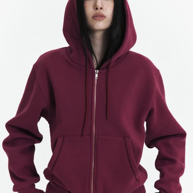 큐리티 curetty c 벨벳 로고 플리스 후드집업 퍼플