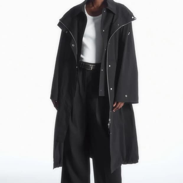 코스 오버사이즈드 레이어드 파카 블랙