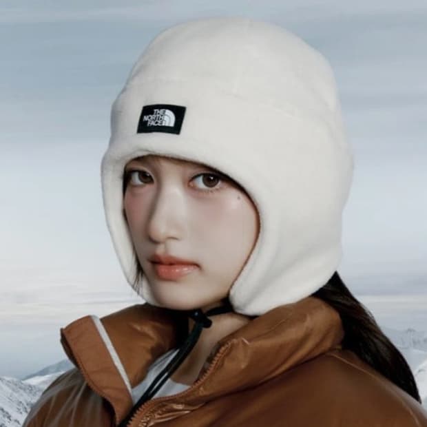 노스페이스 플리스 이어머프 비니 아이보리