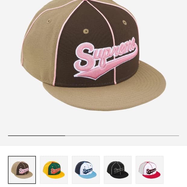 Supreme Piping Script Logo New Era Tan -