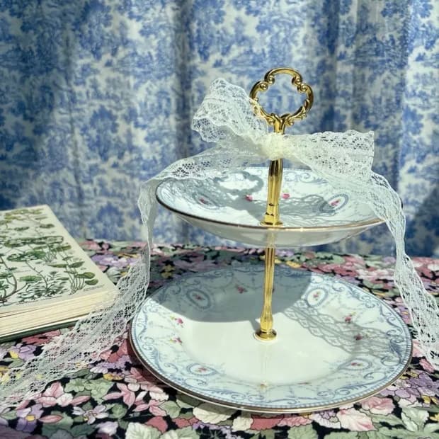 [레어]1910s 올드 쉘리 8415패턴  2단 케이크스탠드