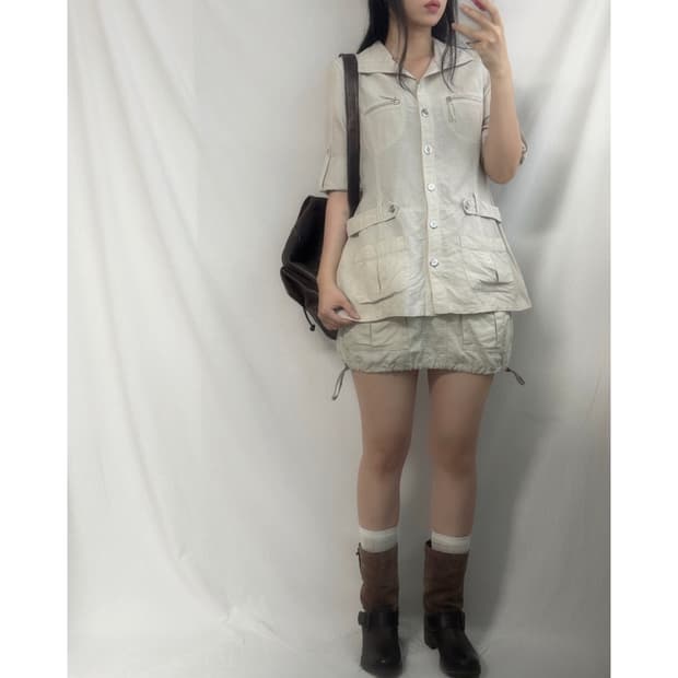 폴딩 슬리브 벨티드 디테일 자켓