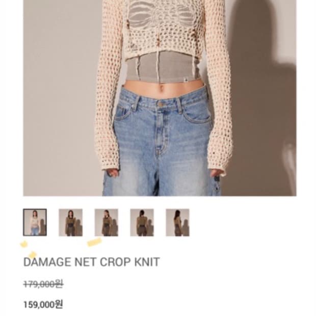 에씰미 데미지 크롭 니트 DAMAGE NET CROP KNIT