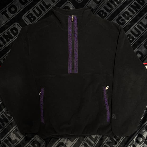 더 노스 페이스 쿼터 짚 플리스 풀오버 블랙 퍼플 메이드 인 유에스에이