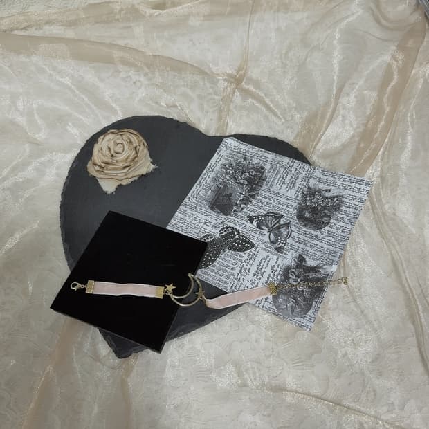 빈티지 벨벳 달 별 팔찌