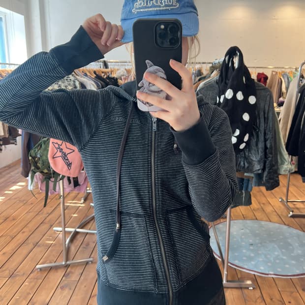 리바이스 블랙 스트라이프 후드집업