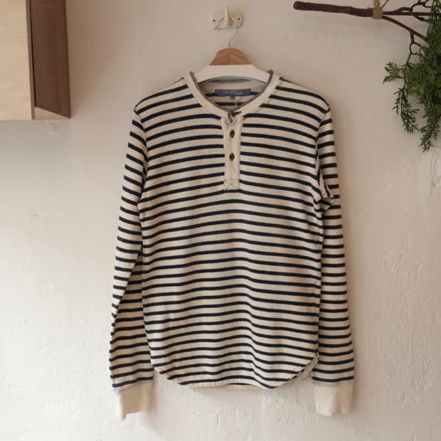 준야 와타나베 스트라이프 헨리넥 롱슬리브