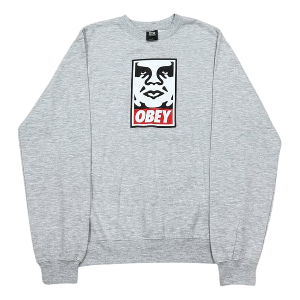 오베이 프린팅 기모 스웻셔츠 맨투맨 그레이 S