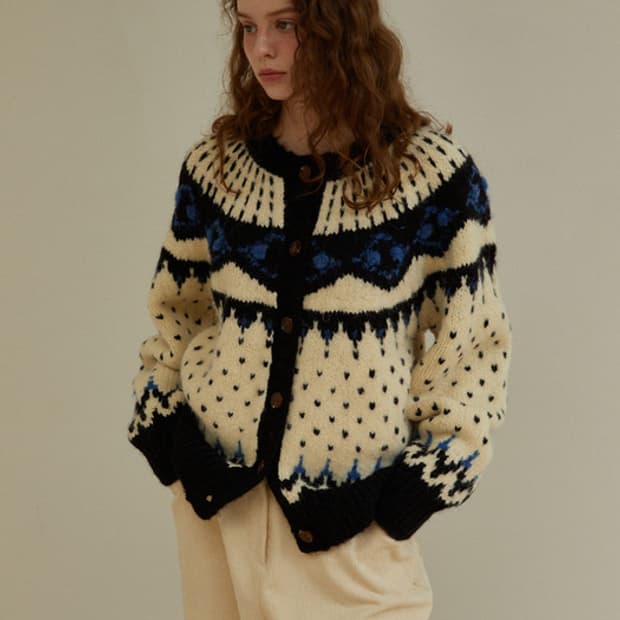 Heidi Alpaca Nordic Cardigan (Ivory)