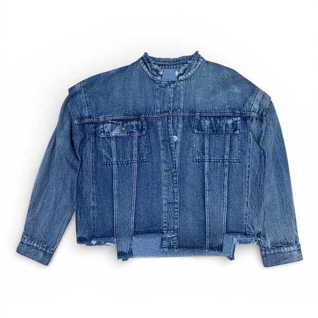 빈티지 언발란스 크롭 청자켓