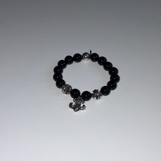 크롬하츠 BS fleur charm 10mm Bead Blracelet