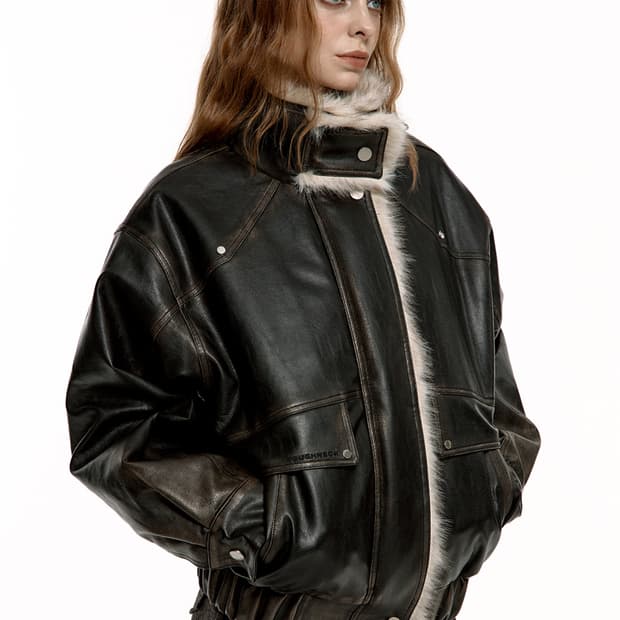 roughneck 러프넥 워싱 레더 무스탕 자켓