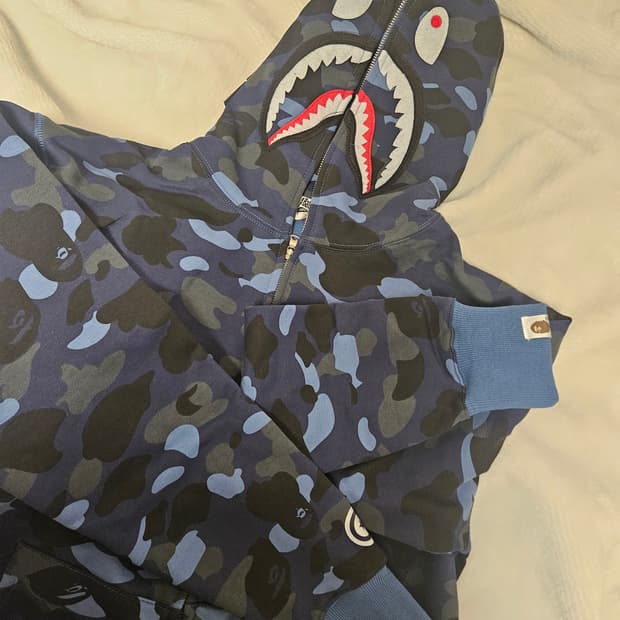 Blue bathing ape hood zip up